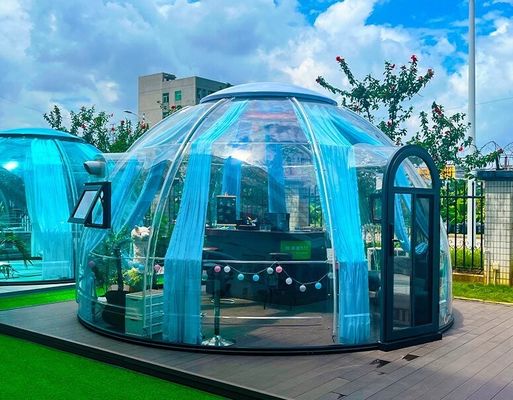 リゾートテント 透明なダブルドームハウス 屋外 グラミング ポリカルボネートドームテント